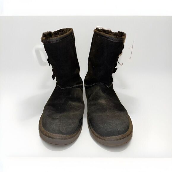 Koolaburra by UGG Women's Victoria Short Black Boots Sheepskin 1015874 Size 10 - Picture 2 of 6